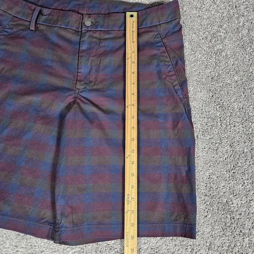 Lululemon Commission Shorts Mens 38 Blue Maroon Plaid Check Stretch‎ 10